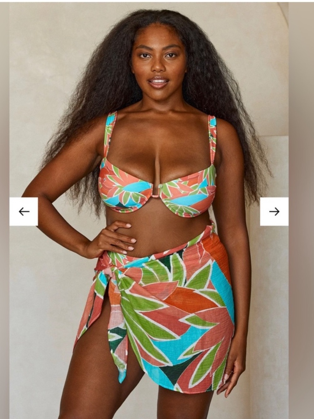 Monday Swimwear bird of paradise bikini top and bottom with matching sarong